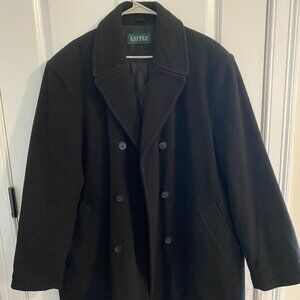 Ralph Lauren Men's Peacoat Black Wool Blend